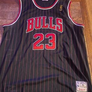 Authentic Michael Jordan pin stripe throwback jersey